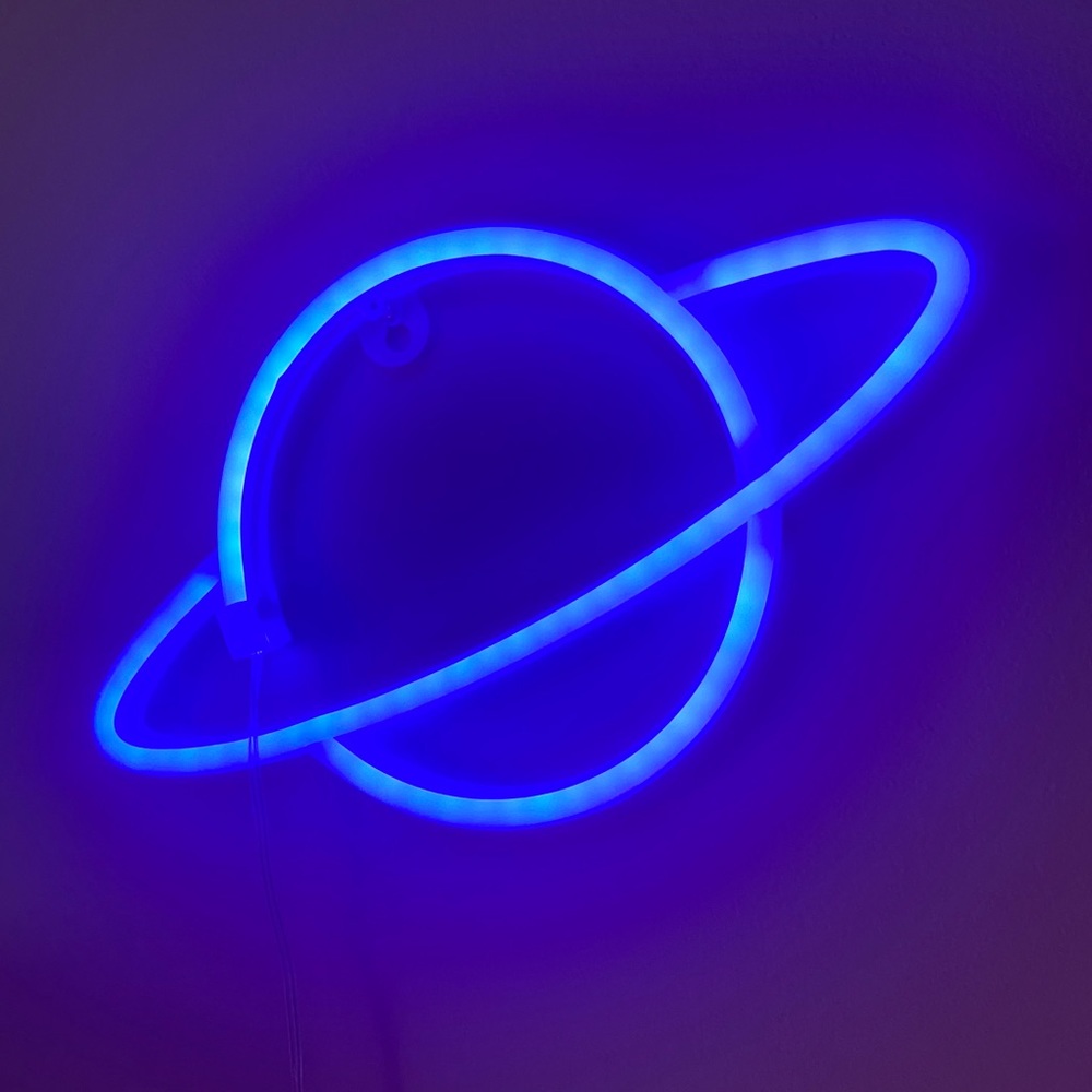 neon planet sign